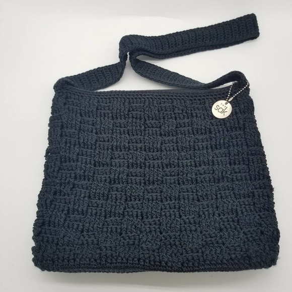 The Sak Handbags - Vintage THE SAK Classic Black Crochet Shoulder Bag Purse